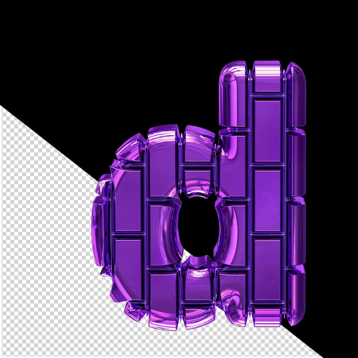PSD símbolo 3d hecho de ladrillos verticales de color púrpura oscuro letra d