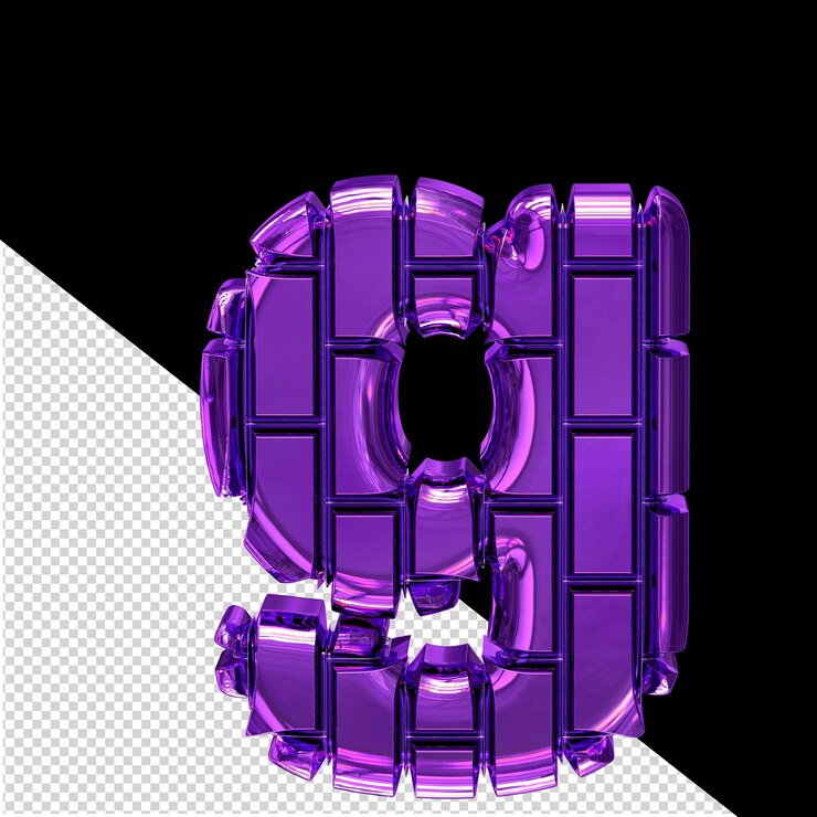 PSD símbolo 3d hecho de ladrillos verticales de color púrpura oscuro letra g