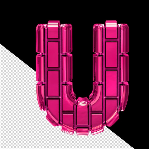 Símbolo 3d hecho de ladrillos verticales rosas letra u
