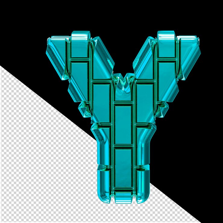 PSD símbolo 3d hecho de ladrillos verticales turquesas letra y