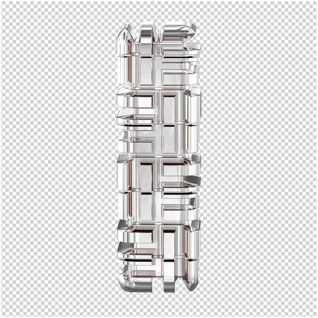 símbolo 3d hecho de letra i de plata transformada