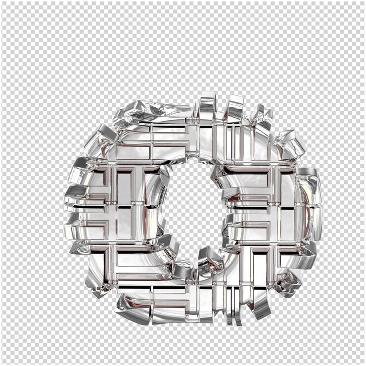 PSD símbolo 3d hecho de letra de plata transformada o