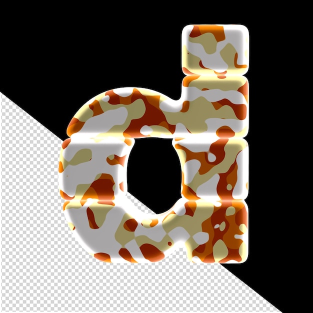 Símbolo 3D hecho de manchas de colores letra d
