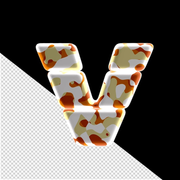 símbolo 3d hecho de manchas de colores letra v