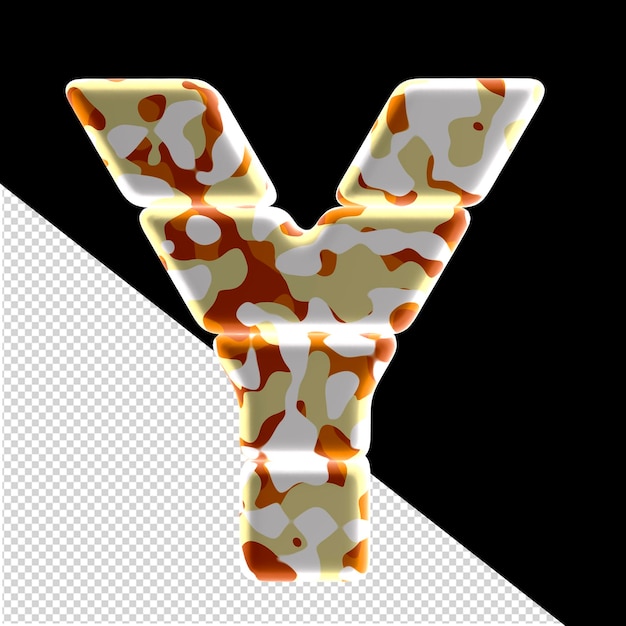 símbolo 3d hecho de manchas de colores letra y