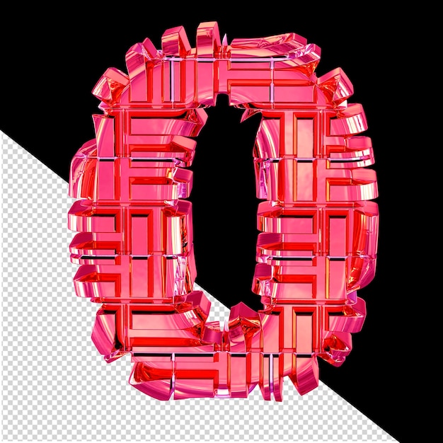 Símbolo 3D hecho de número rosa transformado 0