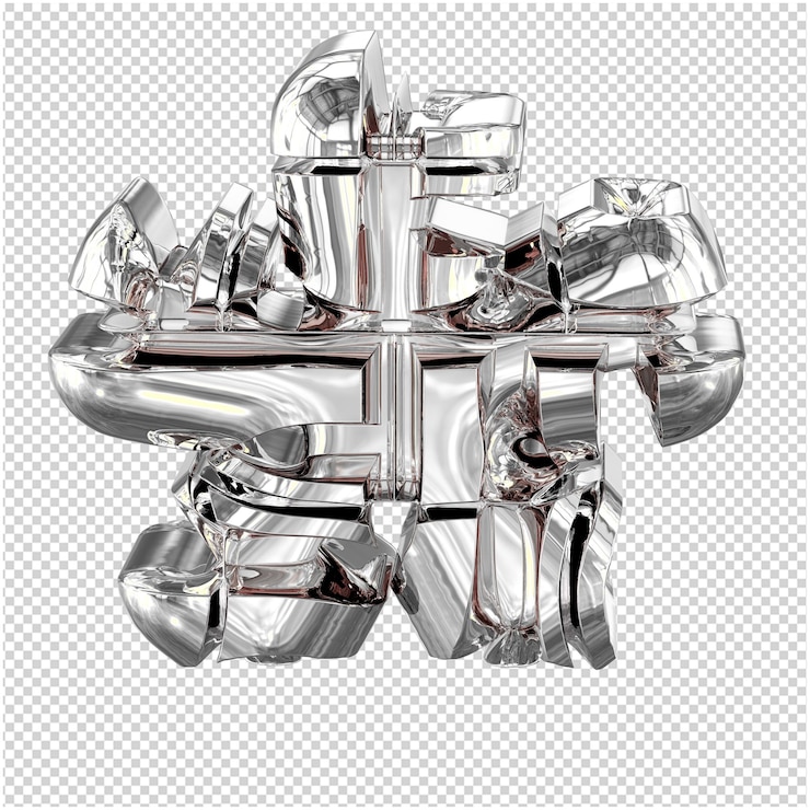 PSD símbolo 3d hecho de plata transformada