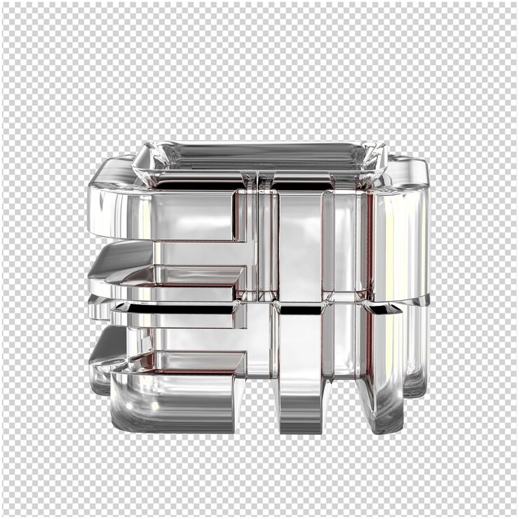 PSD símbolo 3d hecho de plata transformada