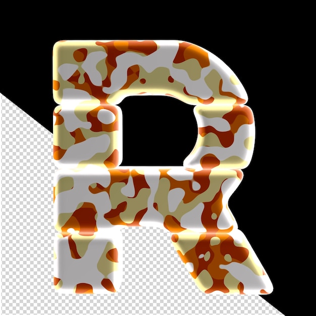símbolo 3d hecho de puntos de colores letra r
