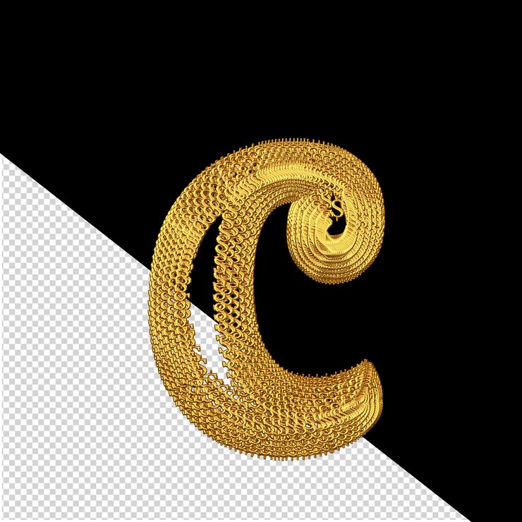 PSD símbolo 3d hecho de signos de dólar de oro letra c