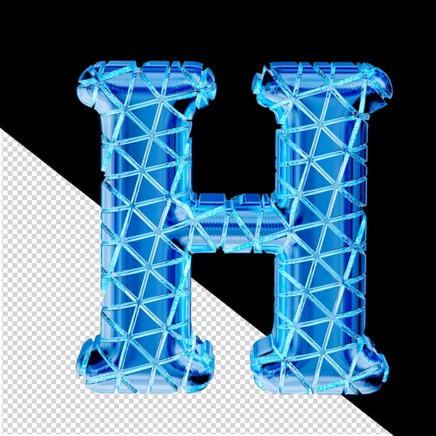 PSD símbolo 3d de hielo azul con secciones triangulares letra h