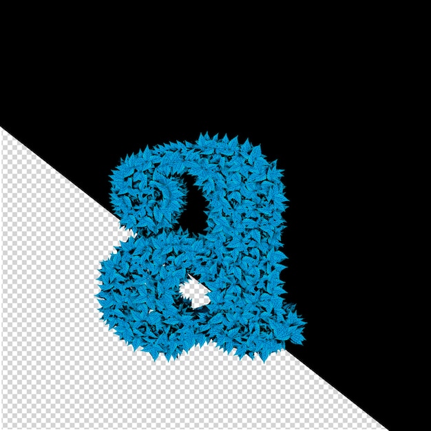 Símbolo 3d de hojas azules letra a