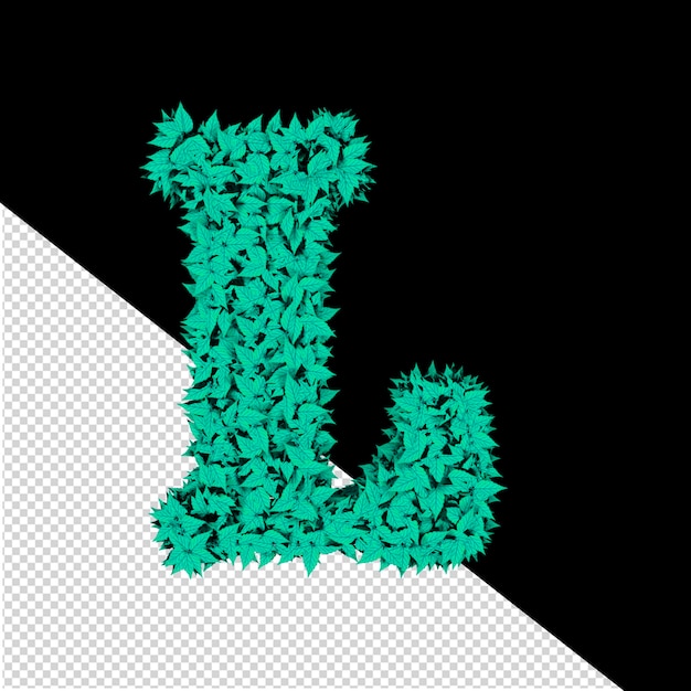 Símbolo 3d de hojas de mentol letra l