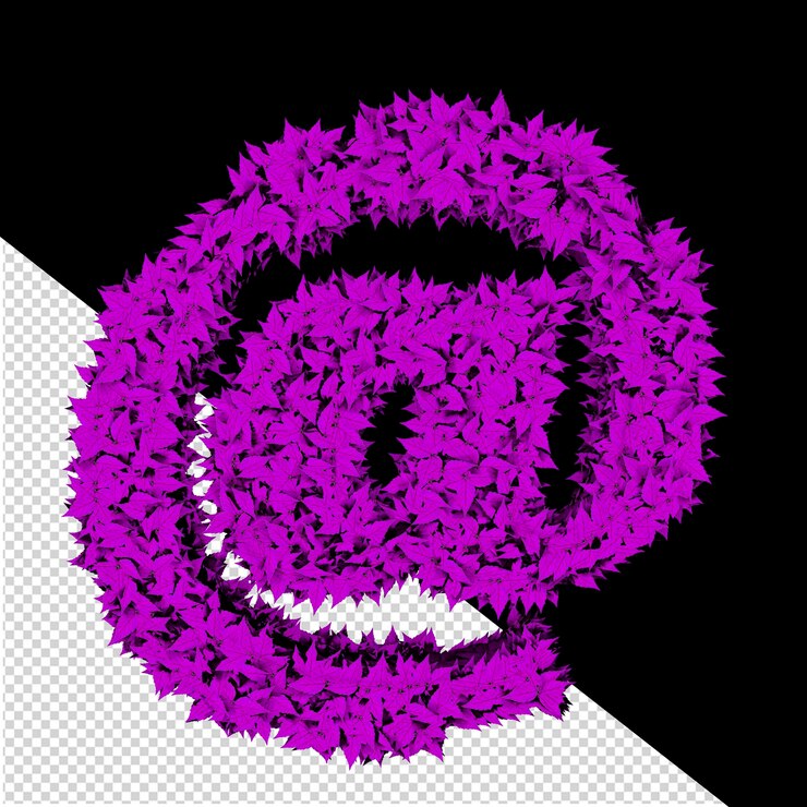 PSD símbolo 3d de hojas moradas.