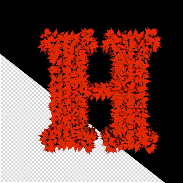 PSD símbolo 3d de hojas rojas letra h