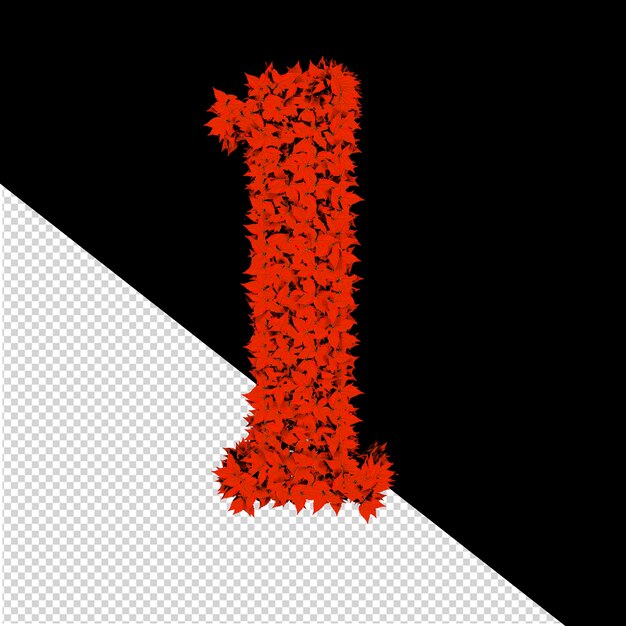 Símbolo 3d de hojas rojas letra l