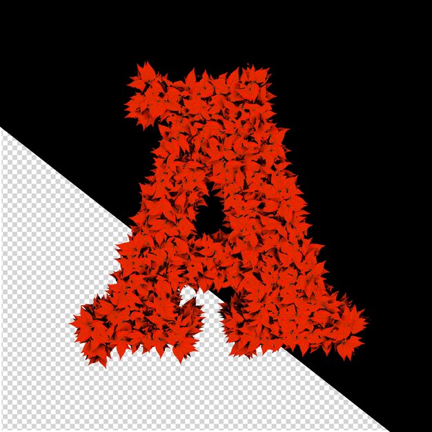 PSD símbolo 3d de hojas rojas letra a