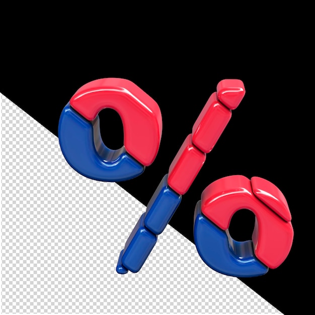 Simbolo 3d in plastica rossa e blu