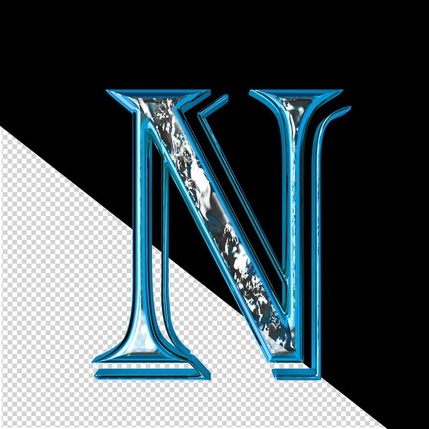 simbolo 3d in una cornice blu lettera n