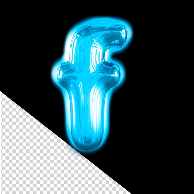 Símbolo 3D inflable azul con la letra f brillante