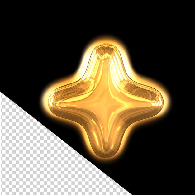 PSD símbolo 3d inflable de oro con brillo
