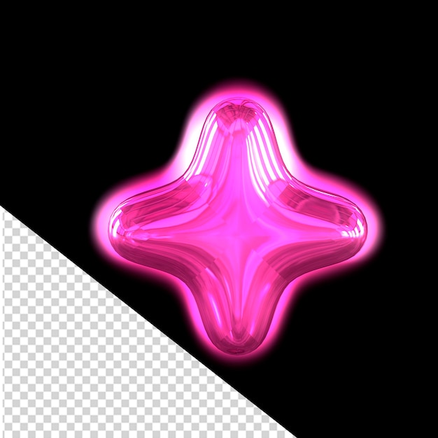 PSD símbolo 3d inflable púrpura con resplandor