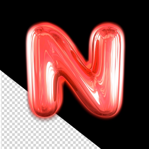 Símbolo 3D inflable rojo con la letra n brillante