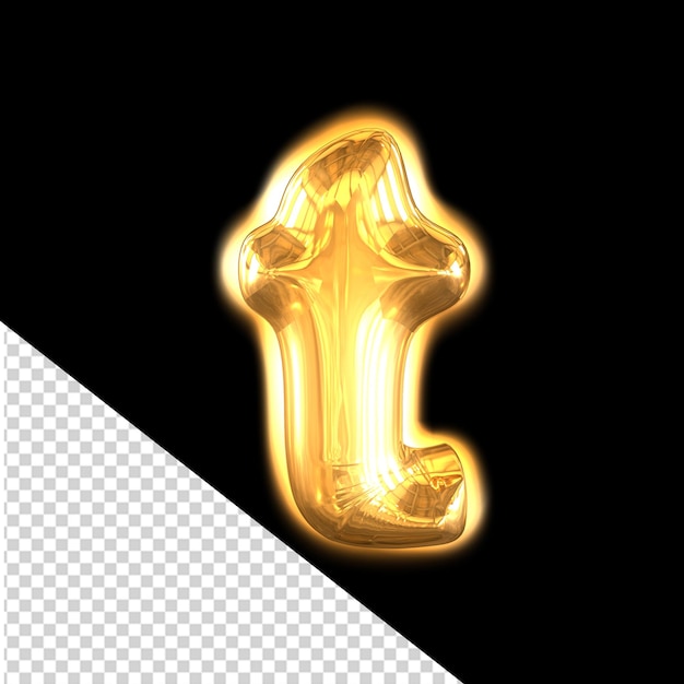 PSD símbolo 3d inflável de ouro com letra brilhante t