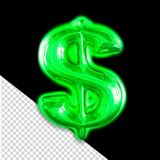 PSD símbolo 3d inflável verde com brilho