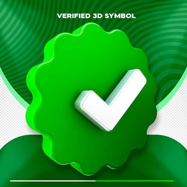 PSD símbolo 3d isolado mídia social verificação ícone verificado ok verde e branco