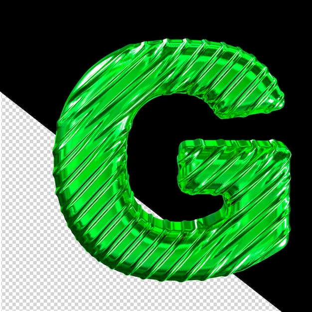 PSD símbolo 3d de letra g de color verde ribado