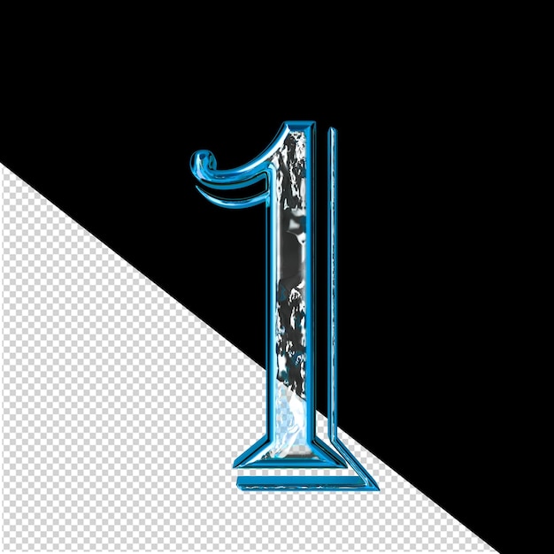 símbolo 3d en un marco azul número 1