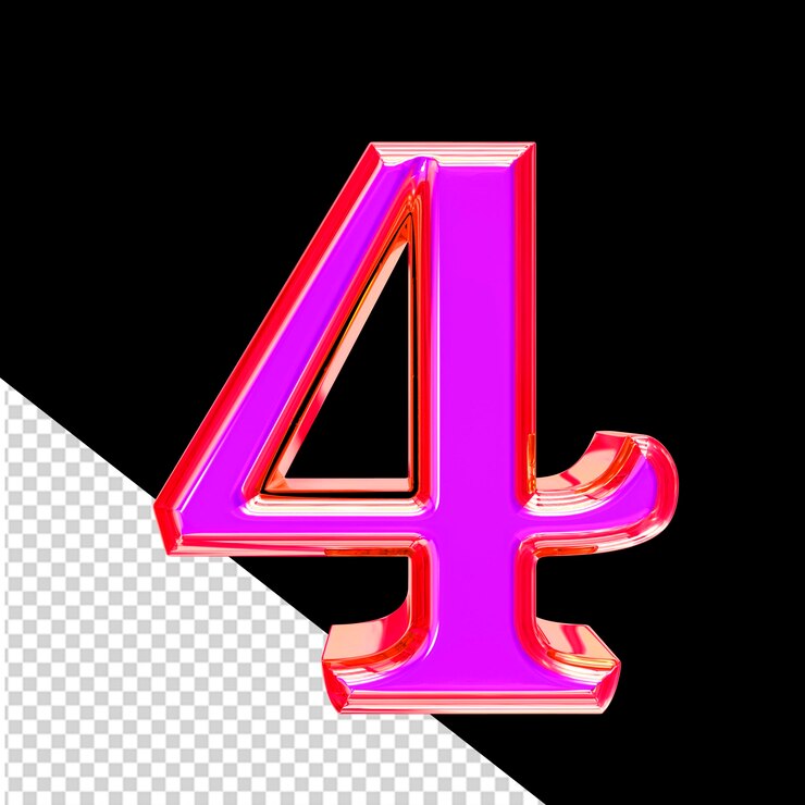 PSD símbolo 3d morado en un marco rosa número 4
