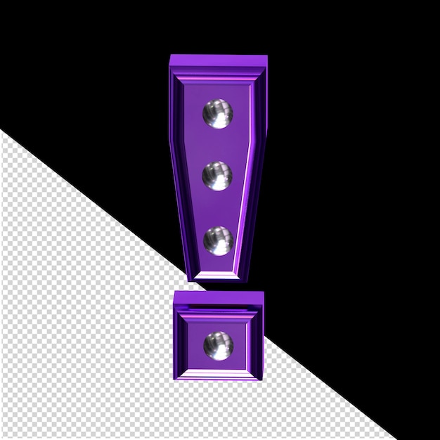 PSD símbolo 3d morado con remaches metálicos