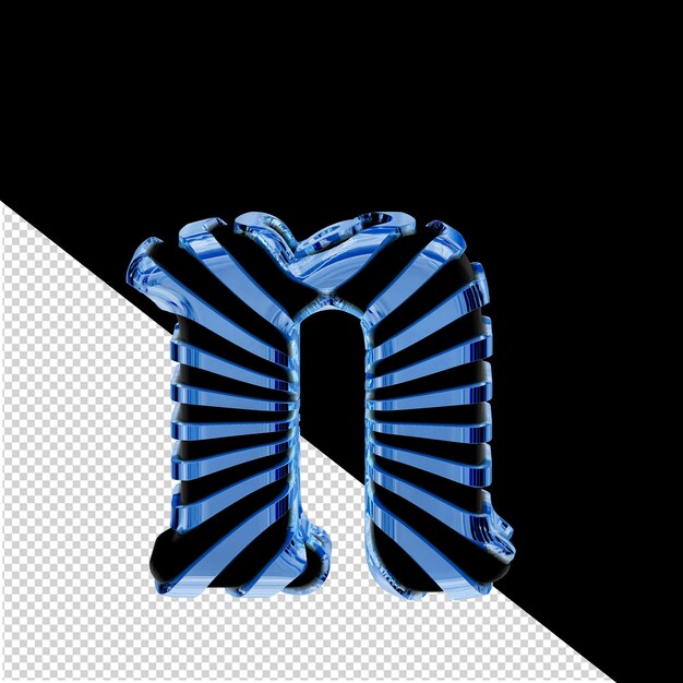Símbolo 3d negro con correas de hielo azul letra n