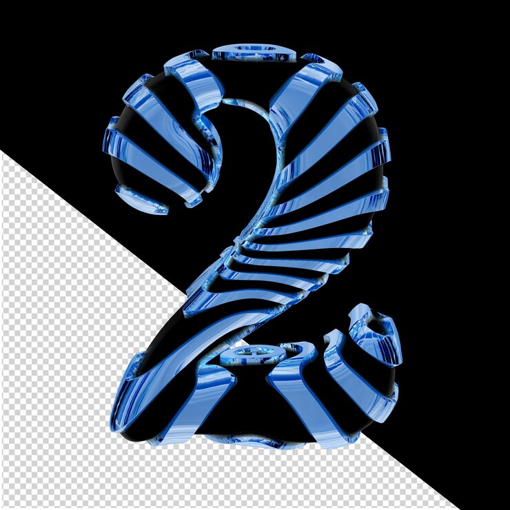 PSD símbolo 3d negro con correas de hielo azul número 2