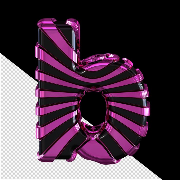 PSD símbolo 3d negro con correas moradas letra b