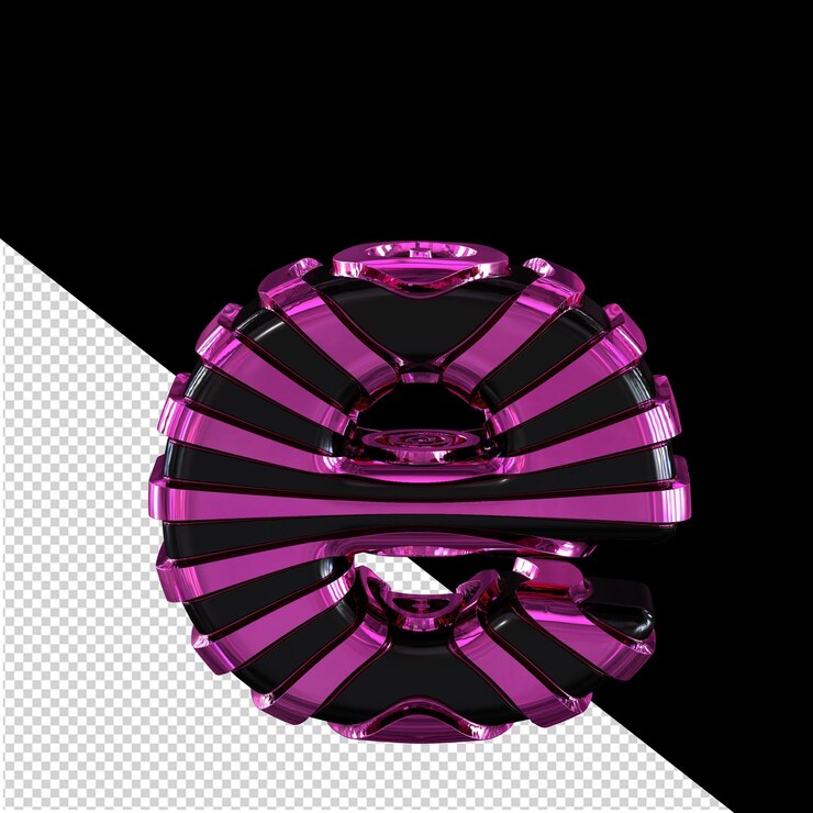 PSD símbolo 3d negro con correas moradas letra e