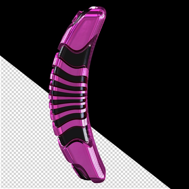 PSD símbolo 3d negro con correas moradas