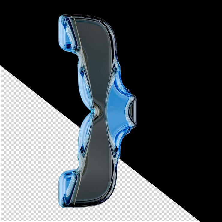 PSD símbolo 3d negro con incrustaciones azules.