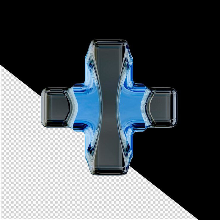 PSD símbolo 3d negro con incrustaciones azules.