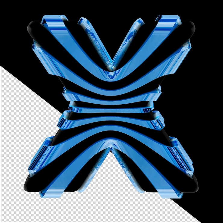 PSD símbolo 3d negro con tiras de hielo azul letra x