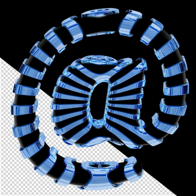 Símbolo 3d negro con tiras de hielo azules.