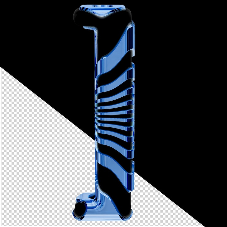 PSD símbolo 3d negro con tiras de hielo azules.
