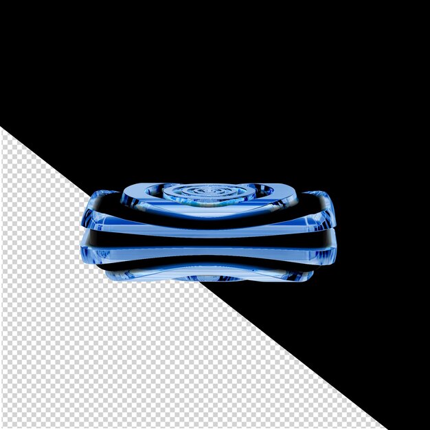 Símbolo 3d negro con tiras de hielo azules.