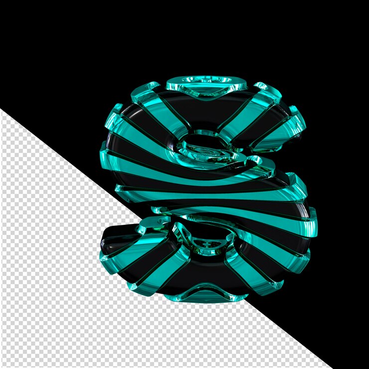 PSD símbolo 3d negro con tiras turquesas letra s