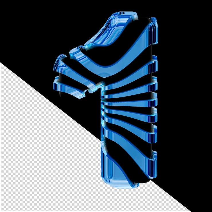 PSD simbolo 3d nero con cinghie di ghiaccio blu numero 1