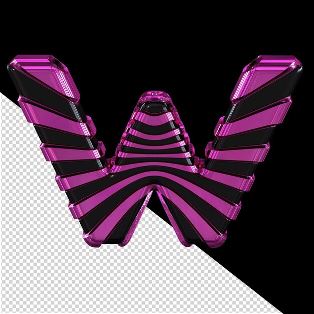Simbolo 3d nero con cinturini viola lettera w