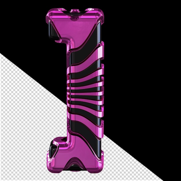 Simbolo 3d nero con cinturini viola