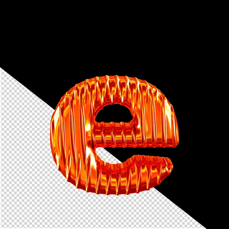 PSD símbolo 3d pelirrojo con costillas verticales letra e